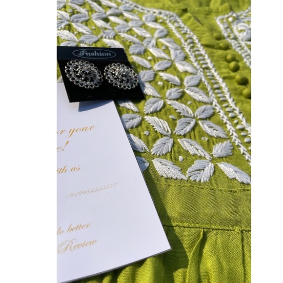 Summer collection | Green Short Frock With Hand Embroidered Work| - Picture 7 of 7